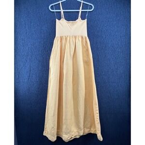 Stateside Womens Ribbed Linen Blend Maxi Dress Orange Sleeveless Pockets Small